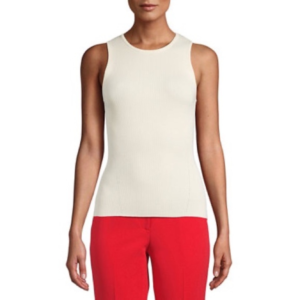 Anne Klein Crew Neck Ribbed Sleeveless Sweater